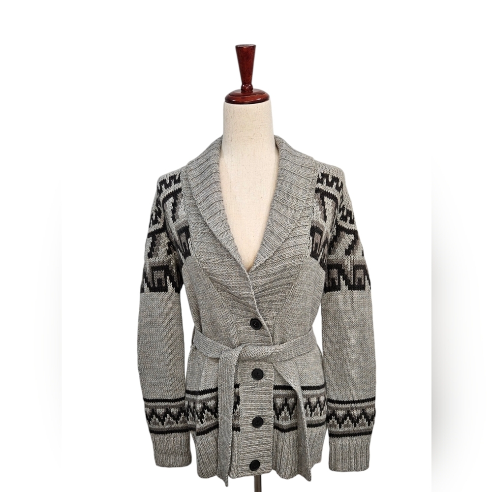 Bass Cardigan Belted Sweater Wool Blend Size S